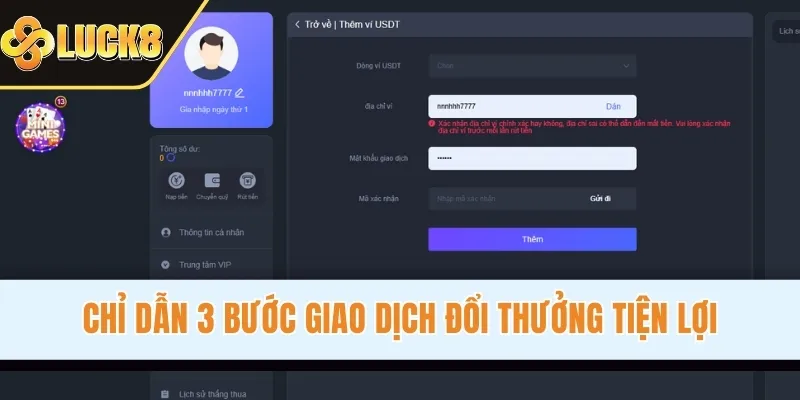 Chỉ dẫn 3 bước giao dịch đổi thưởng tiện lợi